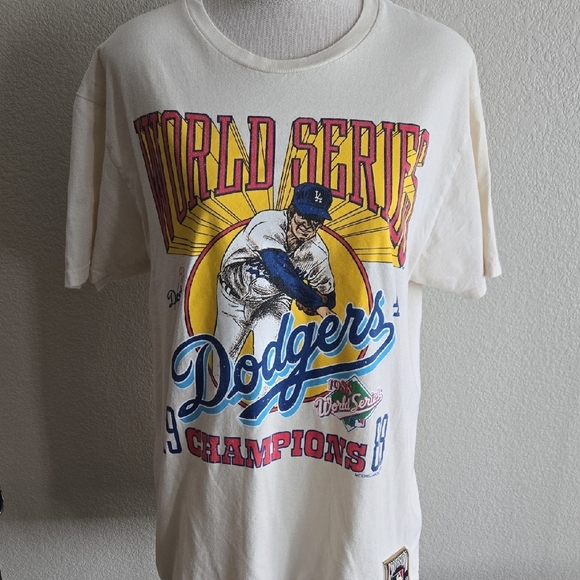 Mitchell & Ness Other - Mitchell & Ness Cream Dodgers World Series Tee